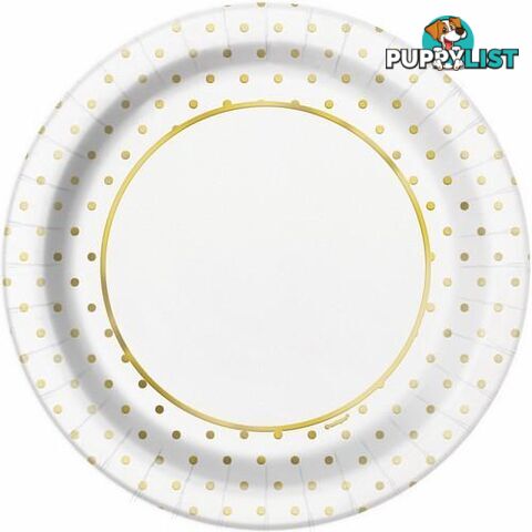 Foil Stamped Mini Dots Gold 8 x 23cm (9) Paper Plates - 011179725755