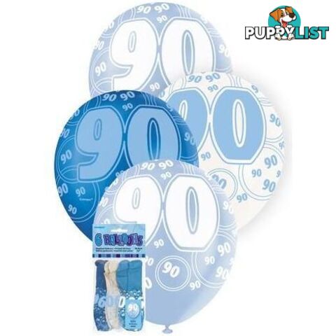 Glitz Blue 6 x 30cm (12) Latex Balloons - 90 - 011179809233