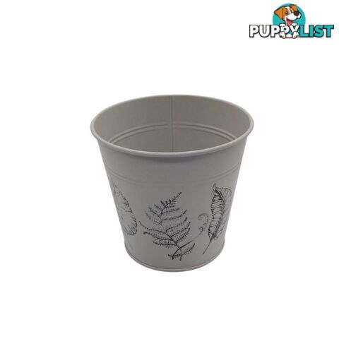 Round Pot Leaf Print Cream 16cm - 800583