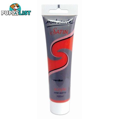 Mont Marte Satin Acrylic Vermillion Semi Matte 100ml - 9328577007170