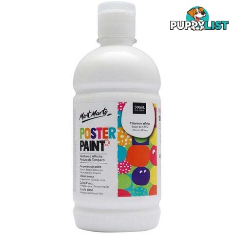 Mont Marte Poster Paint Titanium White 500ml - 9328577019012