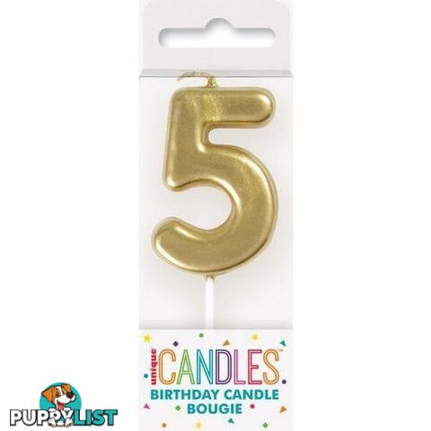 Mini Gold Numeral Pick Candles - 5 - 011179199556