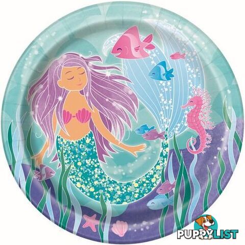 Mermaid 8 x 23cm (9) Paper Plates - 011179583355