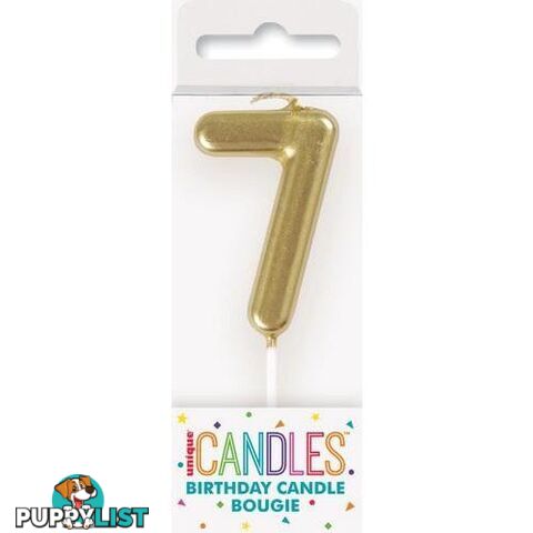 Mini Gold Numeral Pick Candles - 7 - 011179199570