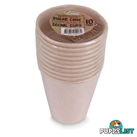 Sugar Cane Party Disposable Cups 260mL 10 Pack - 9328644052072