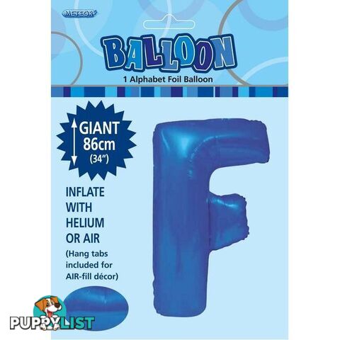 Royal Blue F Alphabet Foil Balloon 86cm (34) - 9311965483755