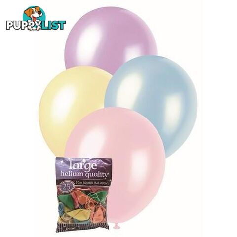 Assorted - 25 x 30cm (12) Pearl Balloons - 9311965025801