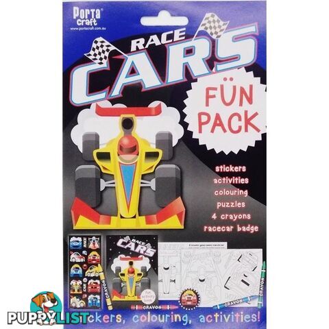 Race Cars Fun Pack Stickers Colouring and Activities - 9332365143902