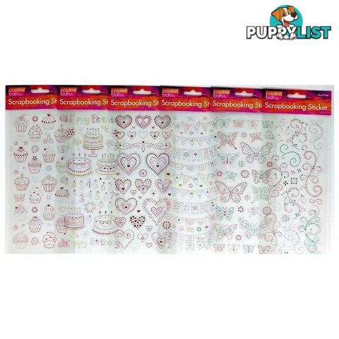 Scrapbooking Sticker Themed Glitter Pack of 6 - 900033