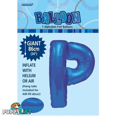 Royal Blue P Alphabet Foil Balloon 86cm (34) - 9311965483854