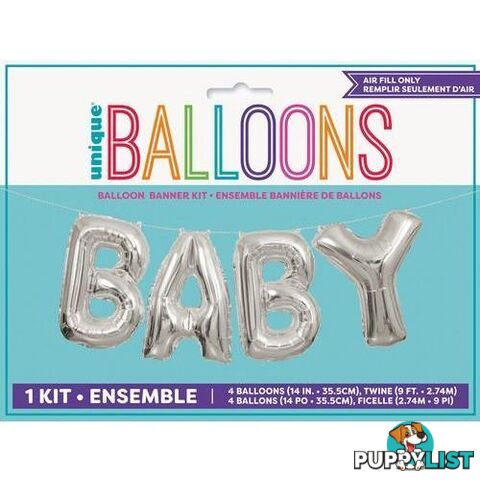 Baby Silver 35.5cm (14) Foil Letter Balloon Kit - 011179536764