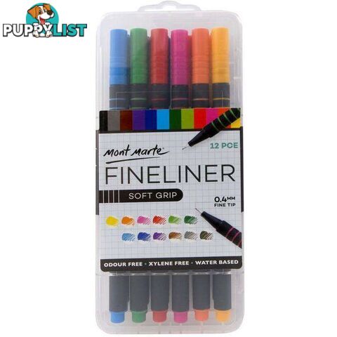 Fineliner Marker Soft Grip 12pce - 9328577030512