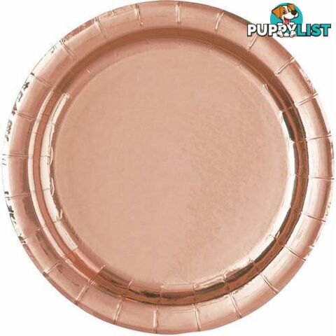 Rose Gold 8 x 18cm (7) Round Paper Plates - 011179534746