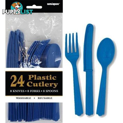 Royal Blue 24 Assorted Cutlery - 011179314942