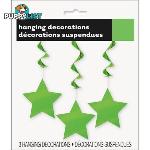 3 Star Hanging Swirls Lime Green 90cm L (36) - 011179691210