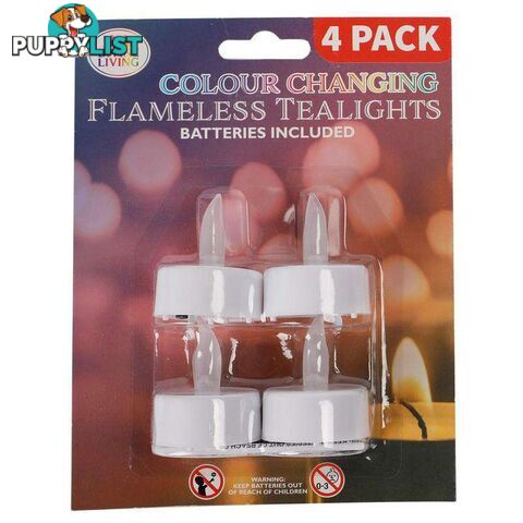 Colour Changing Flameless Tealights 4 Pk - 9328644029838