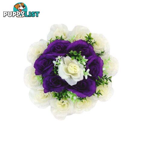 Artificial Flowers Wreath White & Purple Med 25cm - 800329