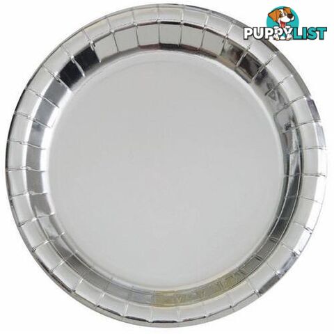 Silver Foil 8 x 23cm (9) Round Paper Plates - 011179322855