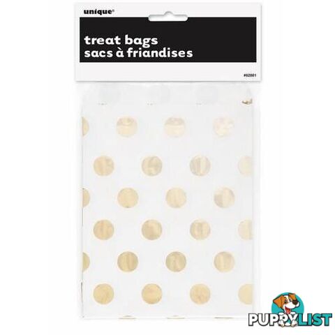 Foil Dots Gold 8 Treat Bags 183cm H x 133cm W 72 x 52 - 011179628810