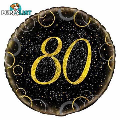 Glitz Gold 80th Birthday 45cm (18) Foil Balloon Packaged - 011179558391