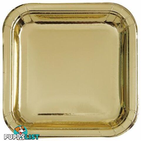 Gold Foil 8 x 18cm (7) Square Paper Plates - 011179323340