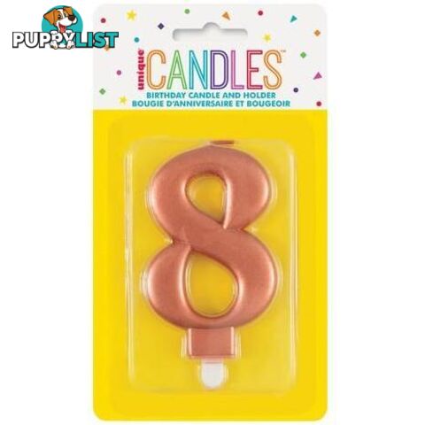 Numeral Candle 8 - Metallic Rose Gold - 011179196289