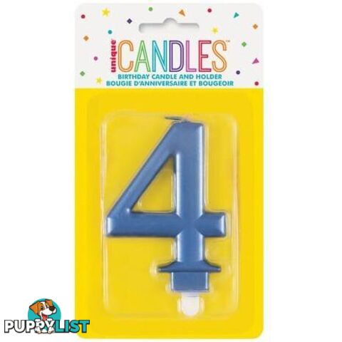 Numeral Candle 4 - Metallic Blue - 011179196142