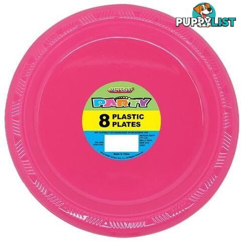 Hot Pink 8 x 23cm (9) Plastic Plates - 9311965320920