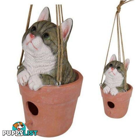 Grey Cat in Bird Feeder 50cm - 9319844620321