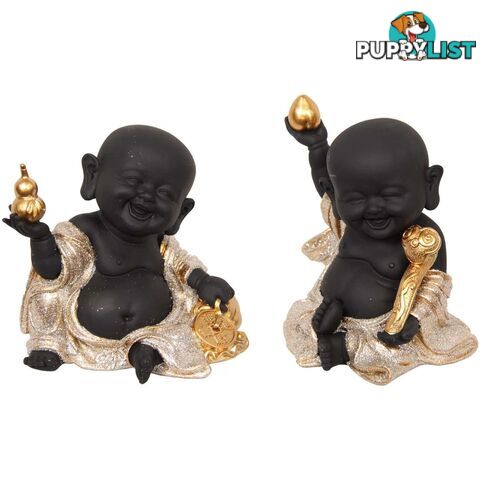 Buddha in Cream & Gold Robe 13cm 2 Assorted Poses - 9319844612272