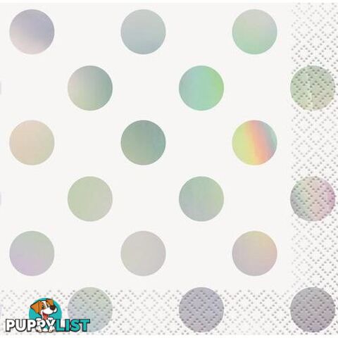 Foil Stamped Dots Iridescent 16 Beverage Napkins 2ply 25.4cm x 25.4cm (10 x 10) - 011179539314