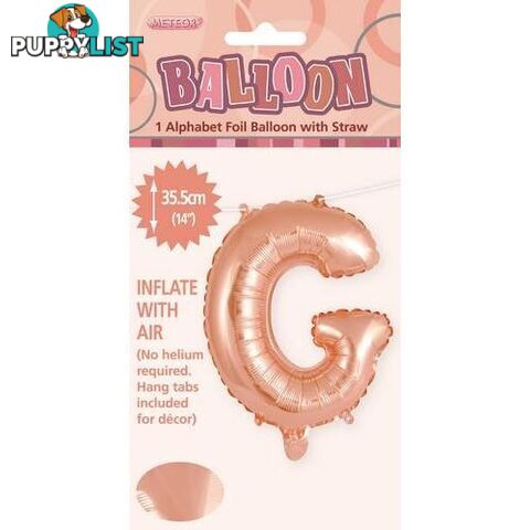 Rose Gold G Alphabet Foil Balloon 35cm (14) - 9311965447566