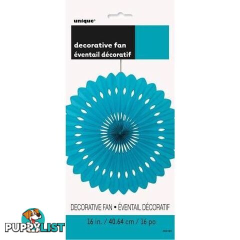 Decorative Fan Caribbean Teal 40cm (16) - 011179631933