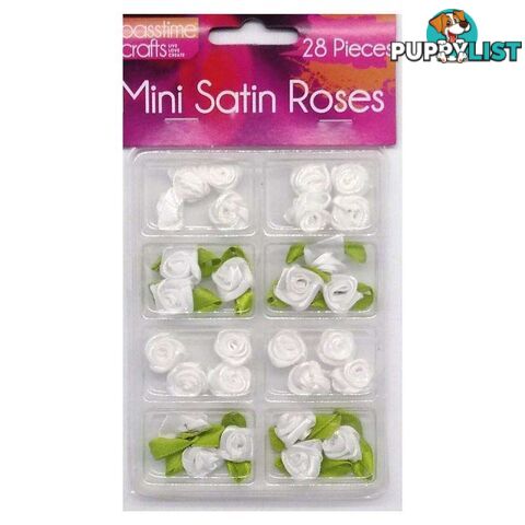 Mini Satin Roses 28 Pieces White - 800321