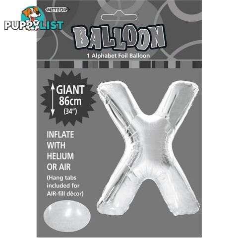 Silver x Alphabet Foil Balloon 86cm (34) - 9311965483632