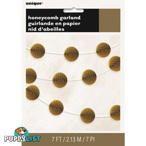 Honeycomb Ball Garland 2.13m (7) - Gold - 011179633852