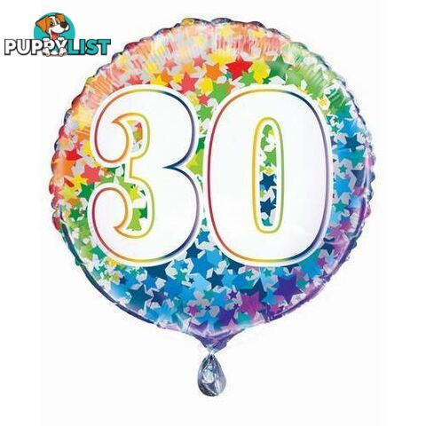 Rainbow Stars 30 45cm (18) Foil Balloon Packaged - 011179557837