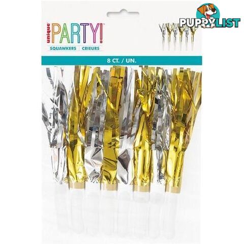 8 Fringed Squawkers - New Year - Gold & Silver - 011179156030