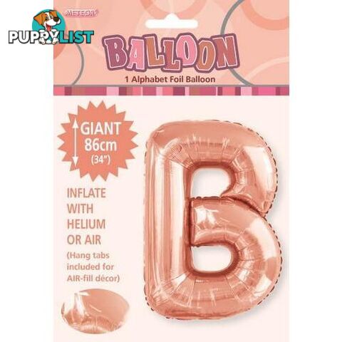 Rose Gold B Alphabet Foil Balloon 86cm (34) - 9311965429210