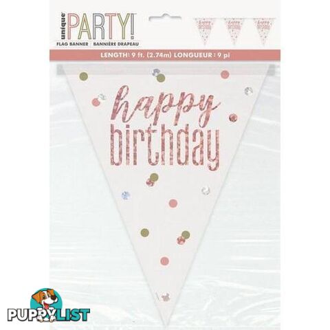 Rose Gold Prismatic Foil Flag Banner - Happy Birthday 2.74m (9) - 011179848355