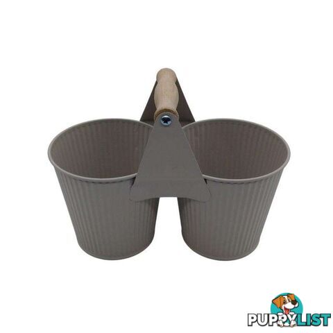 Double Bucket with Handle Cream 22x11x17cm - 800586