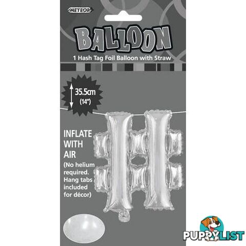 Silver # Alphabet Foil Balloon 35cm (14) - 9311965447078