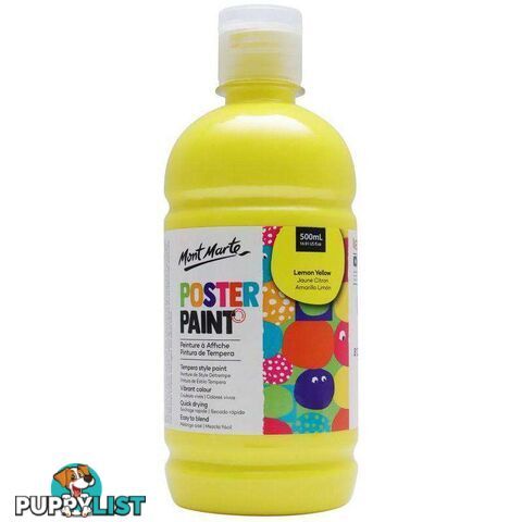 Mont Marte Poster Paint Lemon Yellow 500ml - 9328577019029