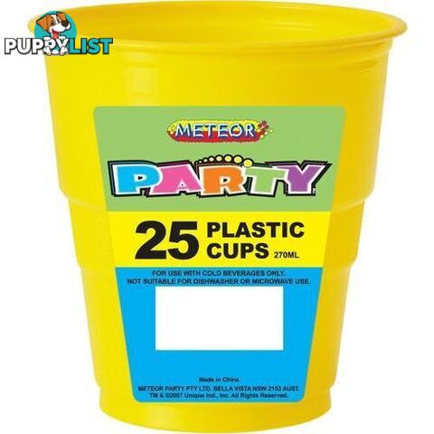 Sunflower Yellow 25 x 270ml (9oz) Plastic Cups - 9311965300861