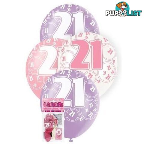 Glitz Pink 6 x 30cm (12) Latex Balloons - 21 - 011179808731