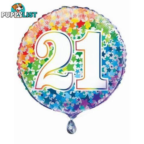 Rainbow Stars 21 45cm (18) Foil Balloon Packaged - 011179557820