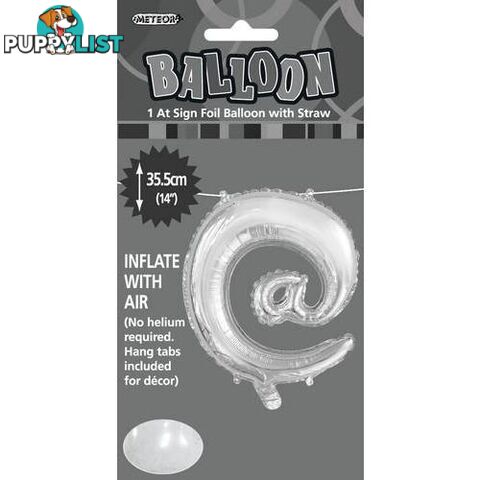 Silver @ Alphabet Foil Balloon 35cm (14) - 9311965447092