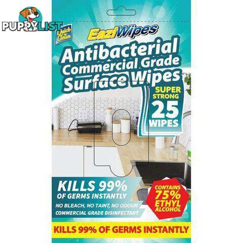 99% Antibacterial Surface Wipes 25Pk - 9328644056575