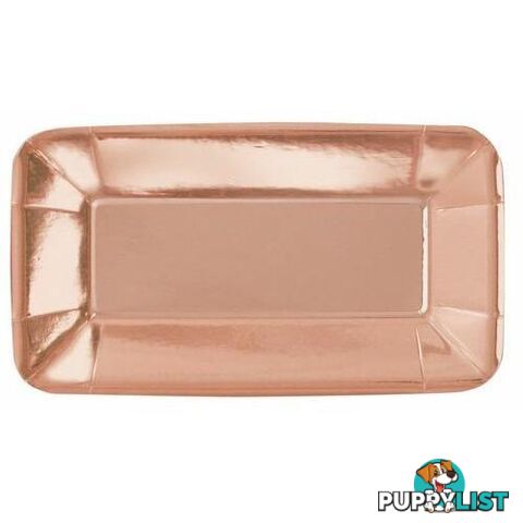 Rose Gold 8 x 23cm x 13cm (9 x 5) Rectangle Appetizer Paper Plates - 011179534784