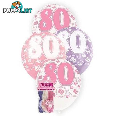 Glitz Pink 6 x 30cm (12) Latex Balloons - 80 - 011179809189